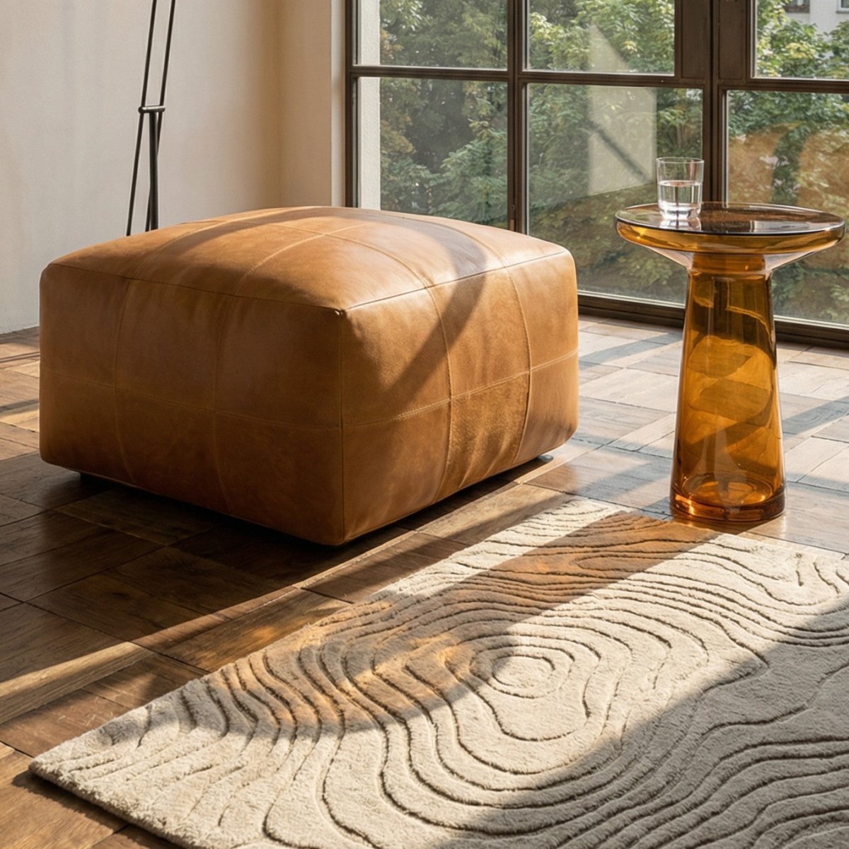 Tenna Pouf 60x60x45 cm - Cognacbraun