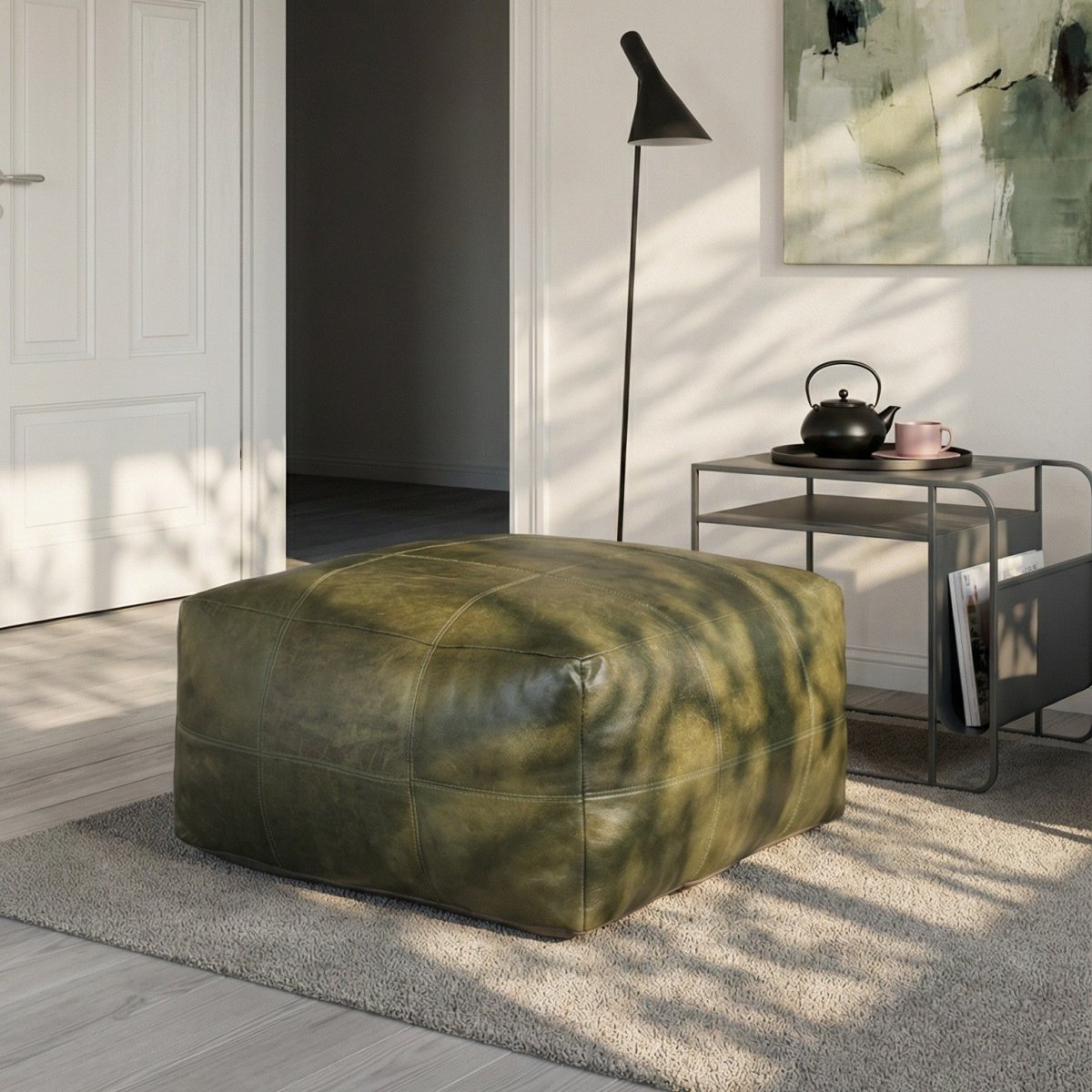 Tenna Pouf 60x60x45 cm - Olivgrün