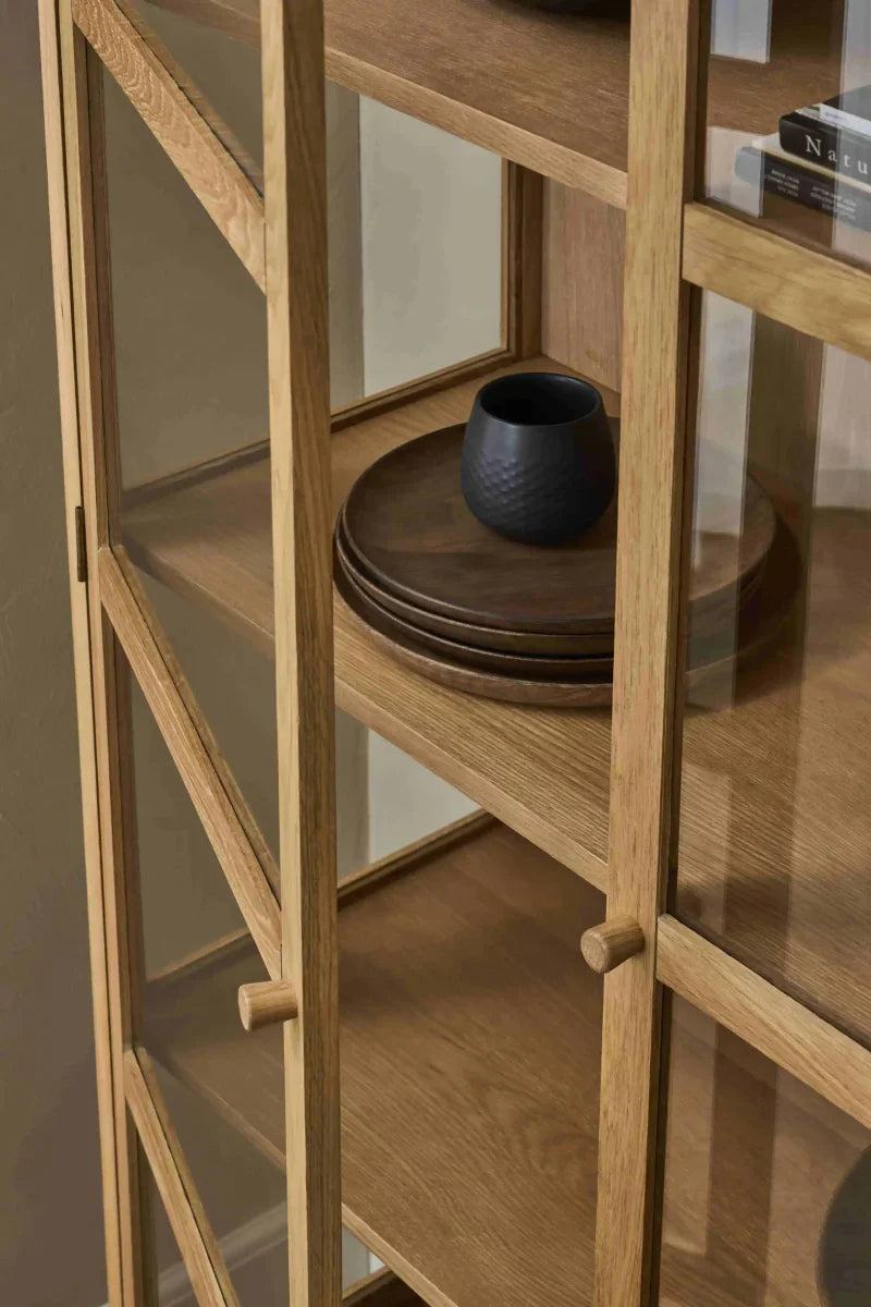 Vitrine mit Glastüren - 100 cm breit - Wildeiche